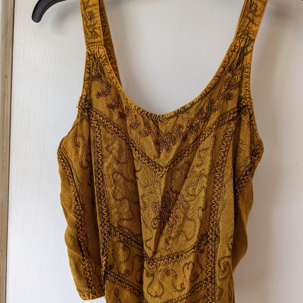 Mustard yellow boho hippie crop top tank top women